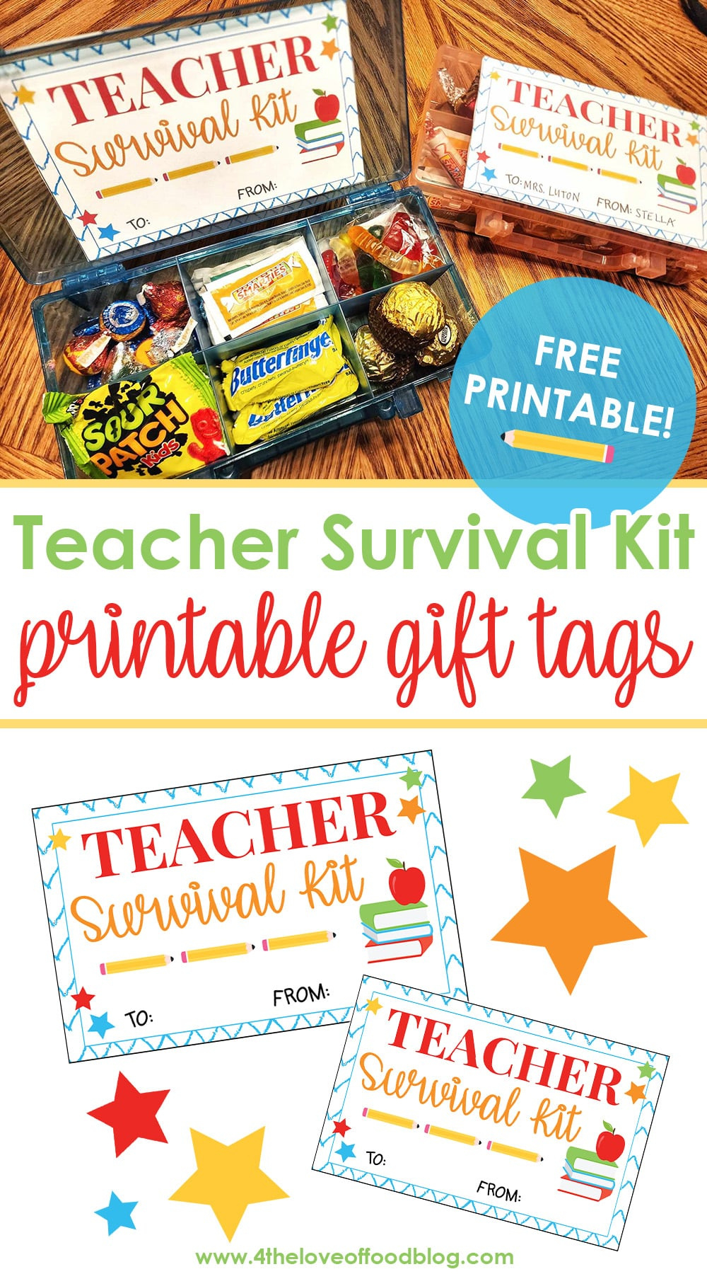 Teacher Survival Kit Gift Idea And Printable Tags - For The Love in Free Printable Teacher Survival Kit Label Printable