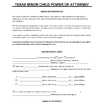 Texas Minor (Child) Power Of Attorney Form Template | Fill Online Throughout Free Printable Power Of Attorney For Minor Child Texas