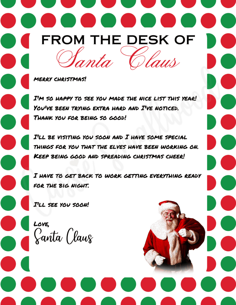 The Cutest Letters From Santa - Cassie Smallwood in Free Printable From Santa Letter