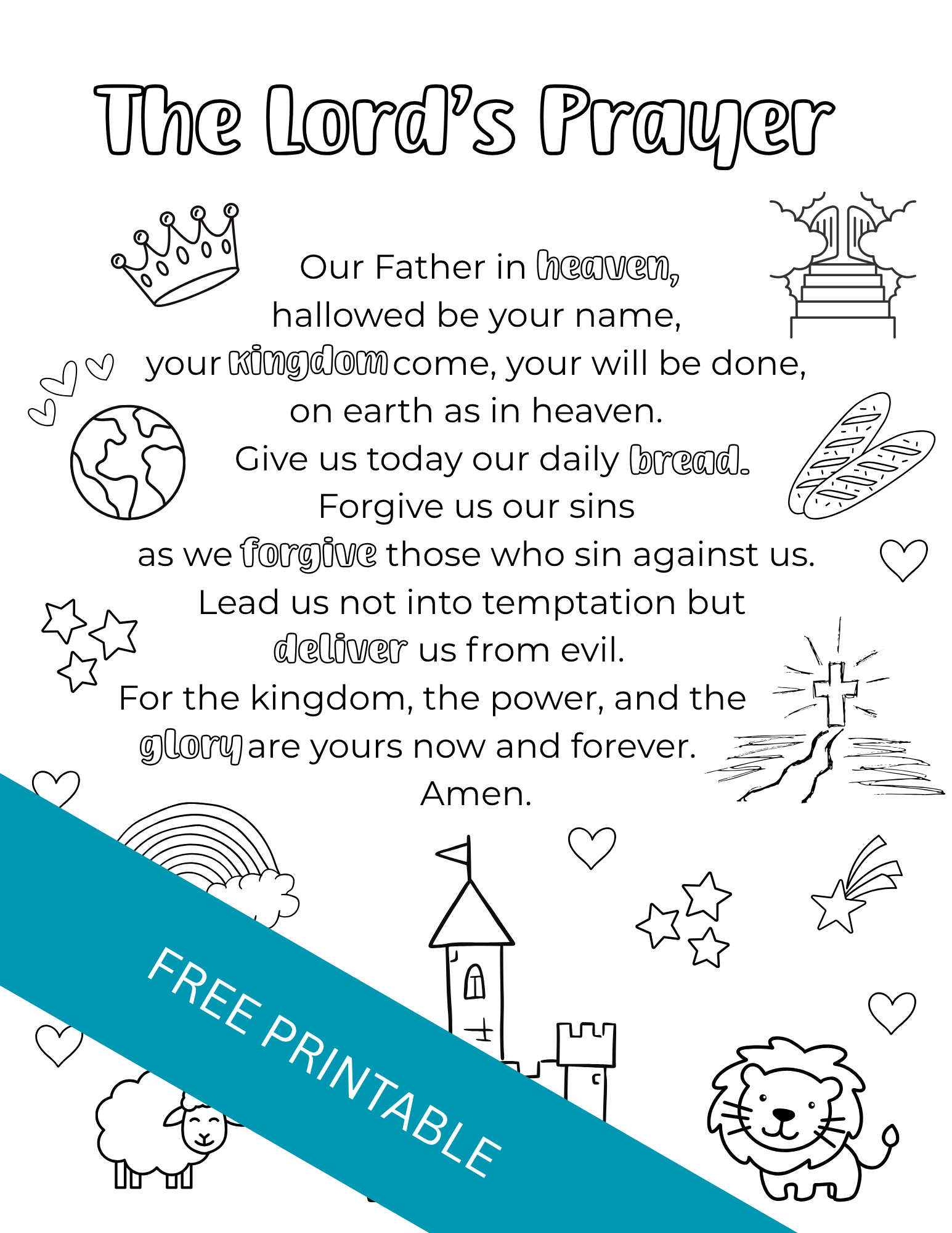 The Lord&amp;#039;S Prayer Printable For Kids - Out Upon The Waters regarding Free Printable The Lords Prayer
