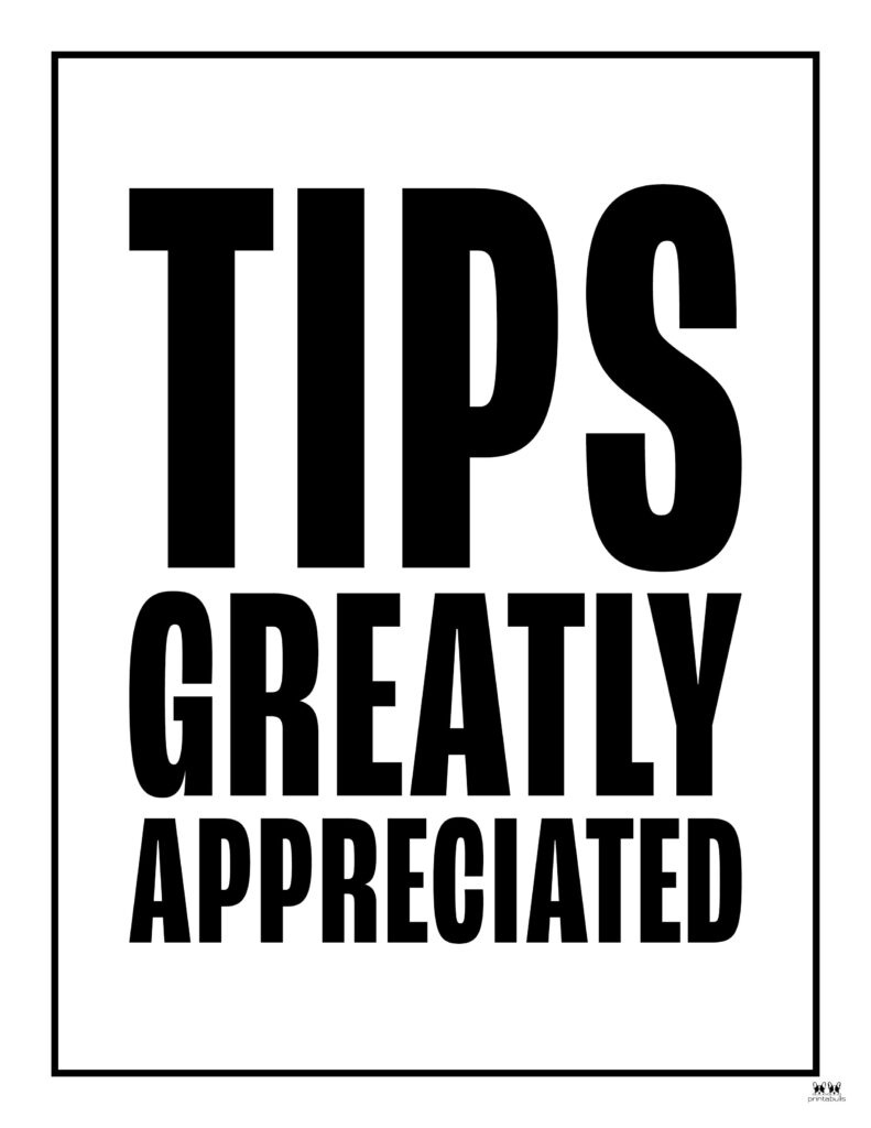 Tip Jar Signs - 12 Free Printables | Printabulls pertaining to Free Printable Tip Jar Signs