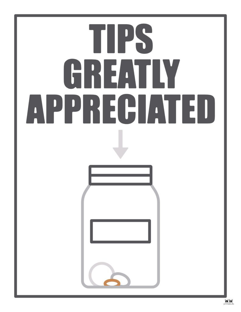 Tip Jar Signs - 12 Free Printables | Printabulls throughout Free Printable Tip Jar Signs