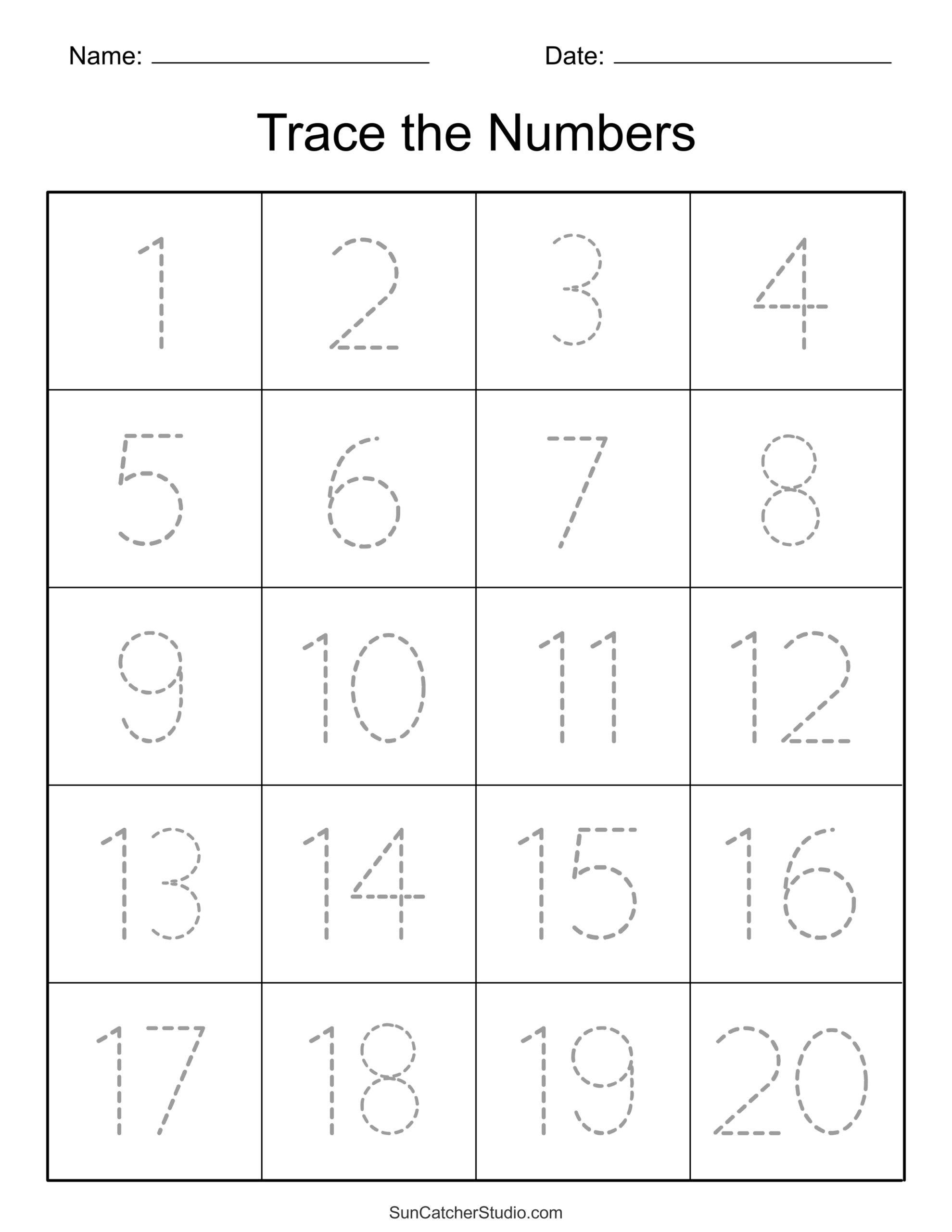Tracing Numbers (Free Printable Practice Pdf Worksheets) – Free within Free Printable Tracing Preschool Worksheets