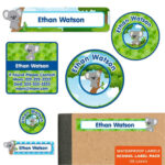 Ultimate School Label Pack, Koala (Blue)   Etsy Canada Intended For Koala Printable Label Template