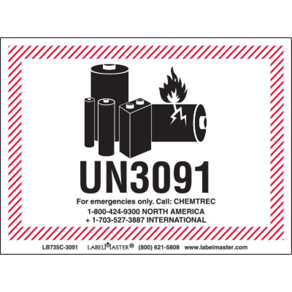 Un3091 Lithium Batteries Labels in Ups Lithium Battery Label Printable