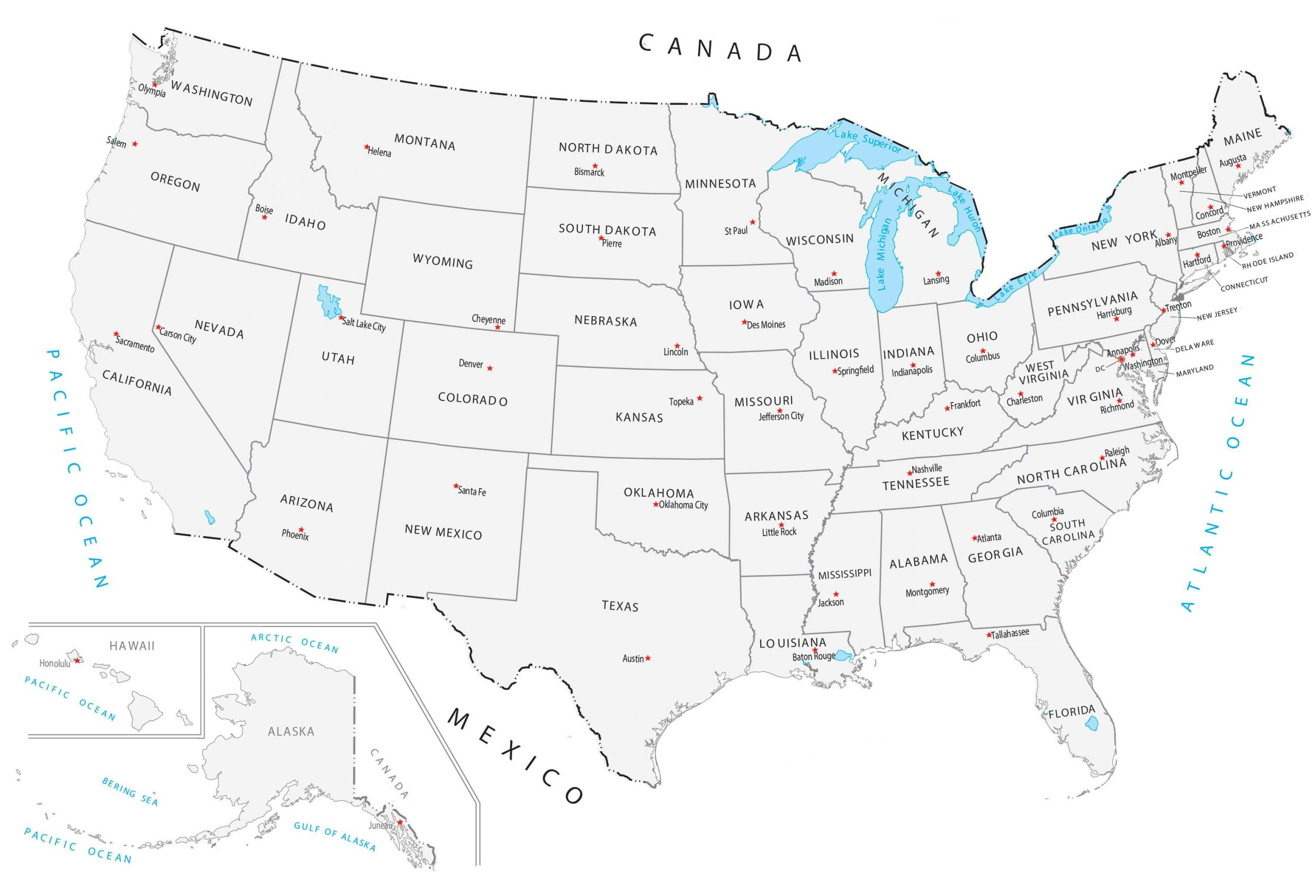 United States Map With Capitals - Gis Geography with Printable Map of The Us States Labeled