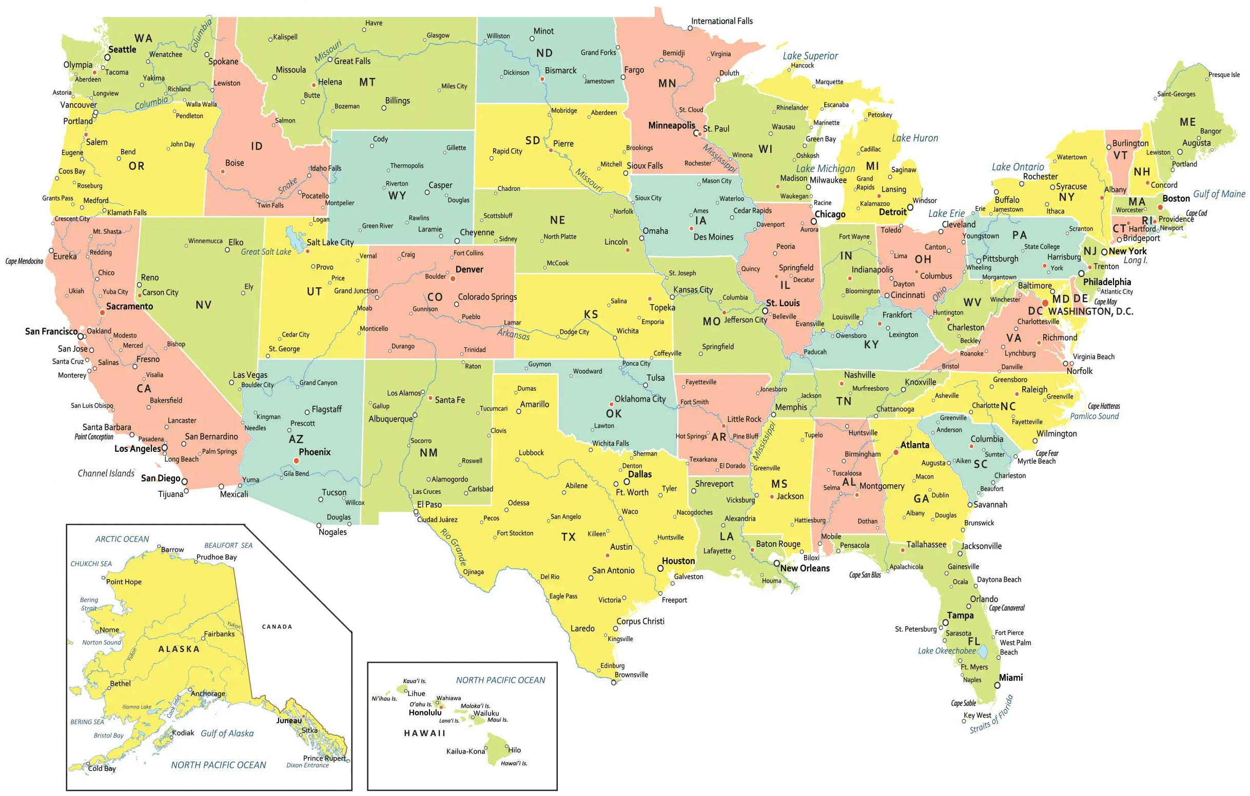 Usa Map With States And Cities - Gis Geography intended for Printable Us Map With States Labeled