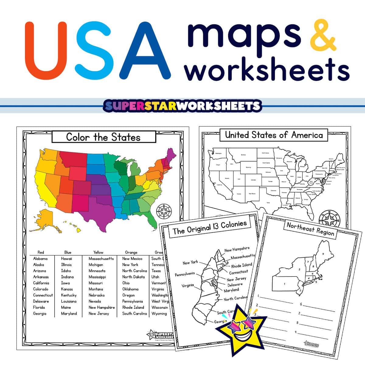 Usa Map Worksheets - Superstar Worksheets throughout Free Printable 50 States Worksheets