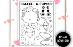 Valentine Cut And Paste Printable - "Valentine Crafts" Cupid, Coloring,  Kids Valentines Activity, Cupid Cut Out, Love Craft, Preschool pertaining to Free Printable Valentine Craft Printable