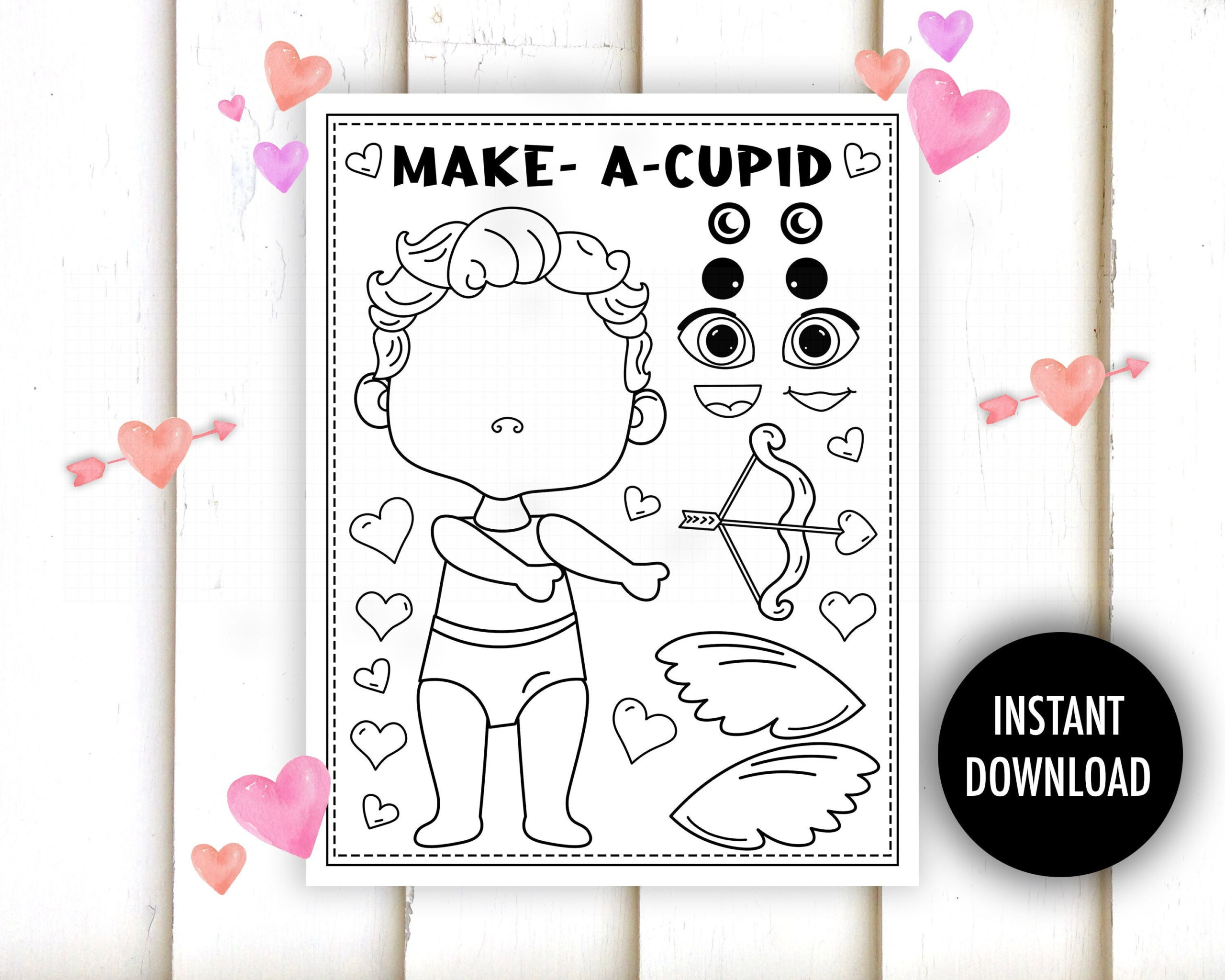 Valentine Cut And Paste Printable - &amp;quot;Valentine Crafts&amp;quot; Cupid, Coloring, Kids Valentines Activity, Cupid Cut Out, Love Craft, Preschool pertaining to Free Printable Valentine Craft Printable