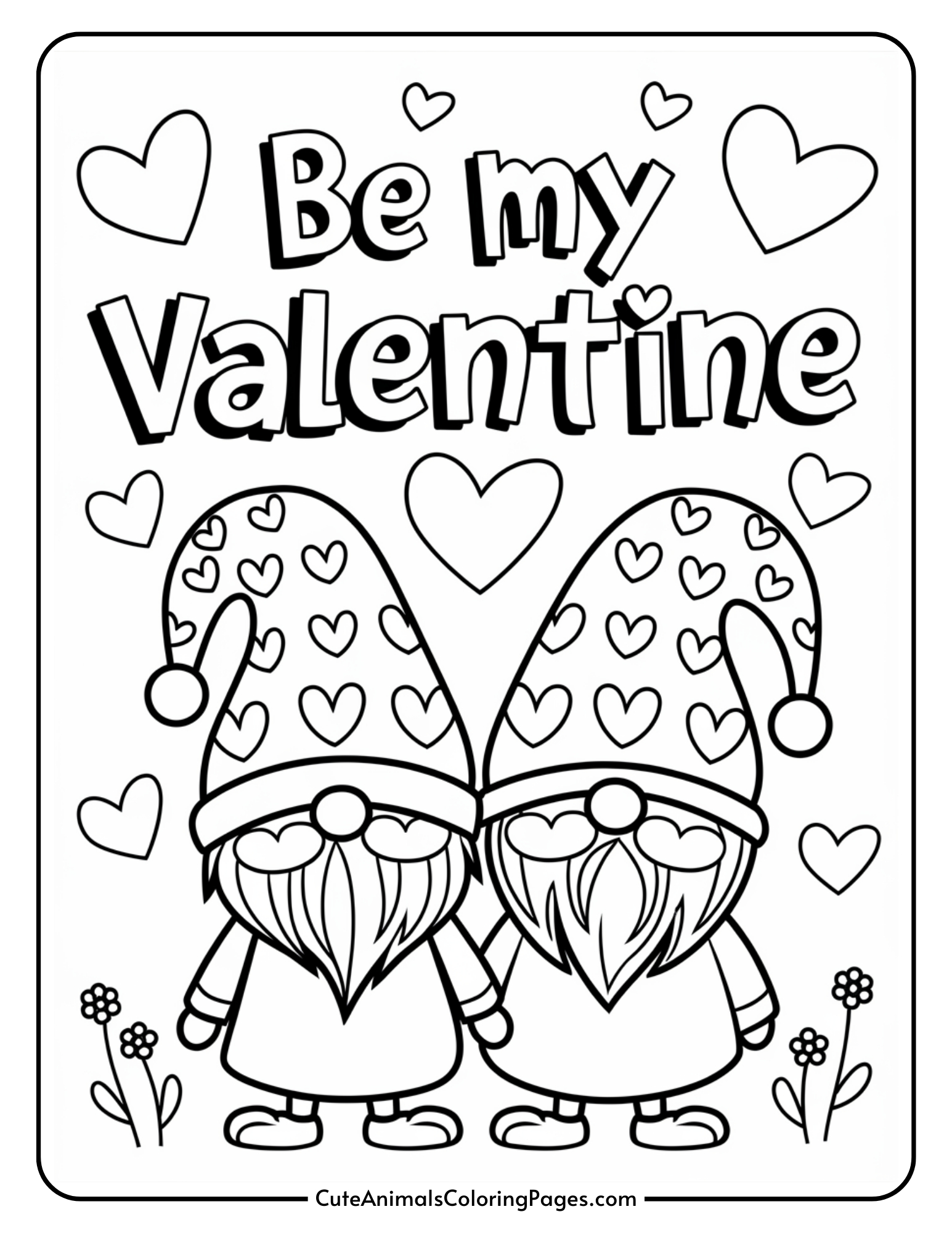 Valentine Gnome Coloring Pages (6 Free Printable Pdf Pages) - Cute intended for Free Printable Coloring Pages Valentines