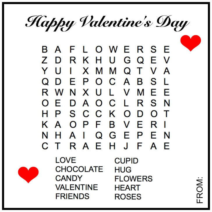 Free Printable Valentines Word Search