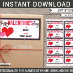 Valentines Day Gift Labels Template | Kids Class Gift Tags Stickers Pertaining To Valentine Day Labels Printable