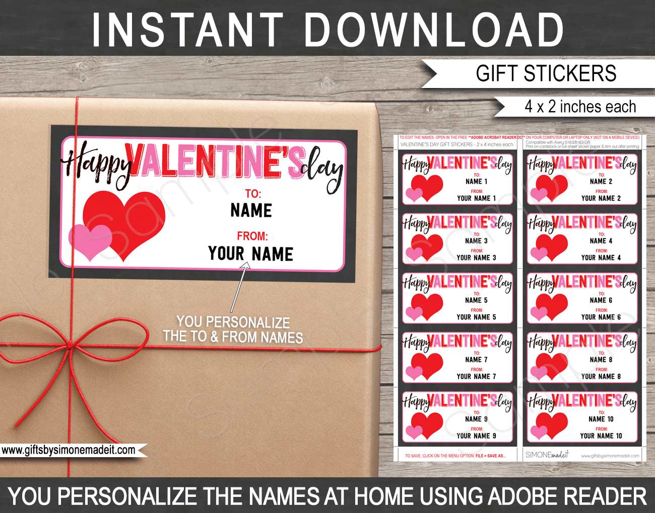 Valentines Day Gift Labels Template | Kids Class Gift Tags Stickers pertaining to Valentine Day Labels Printable