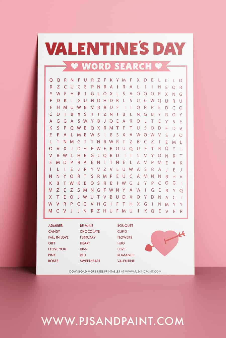 Valentine&amp;#039;S Day Word Search - Free Printable - Pjs And Paint intended for Free Printable Valentine Word Searches