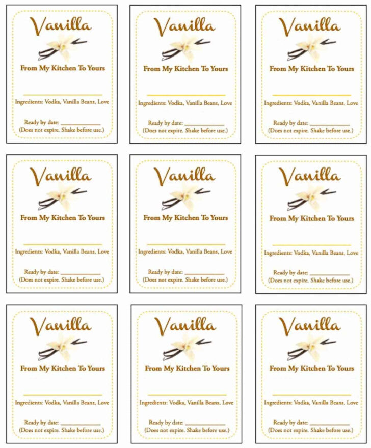 Homemade Vanilla Extract Label Printable Free