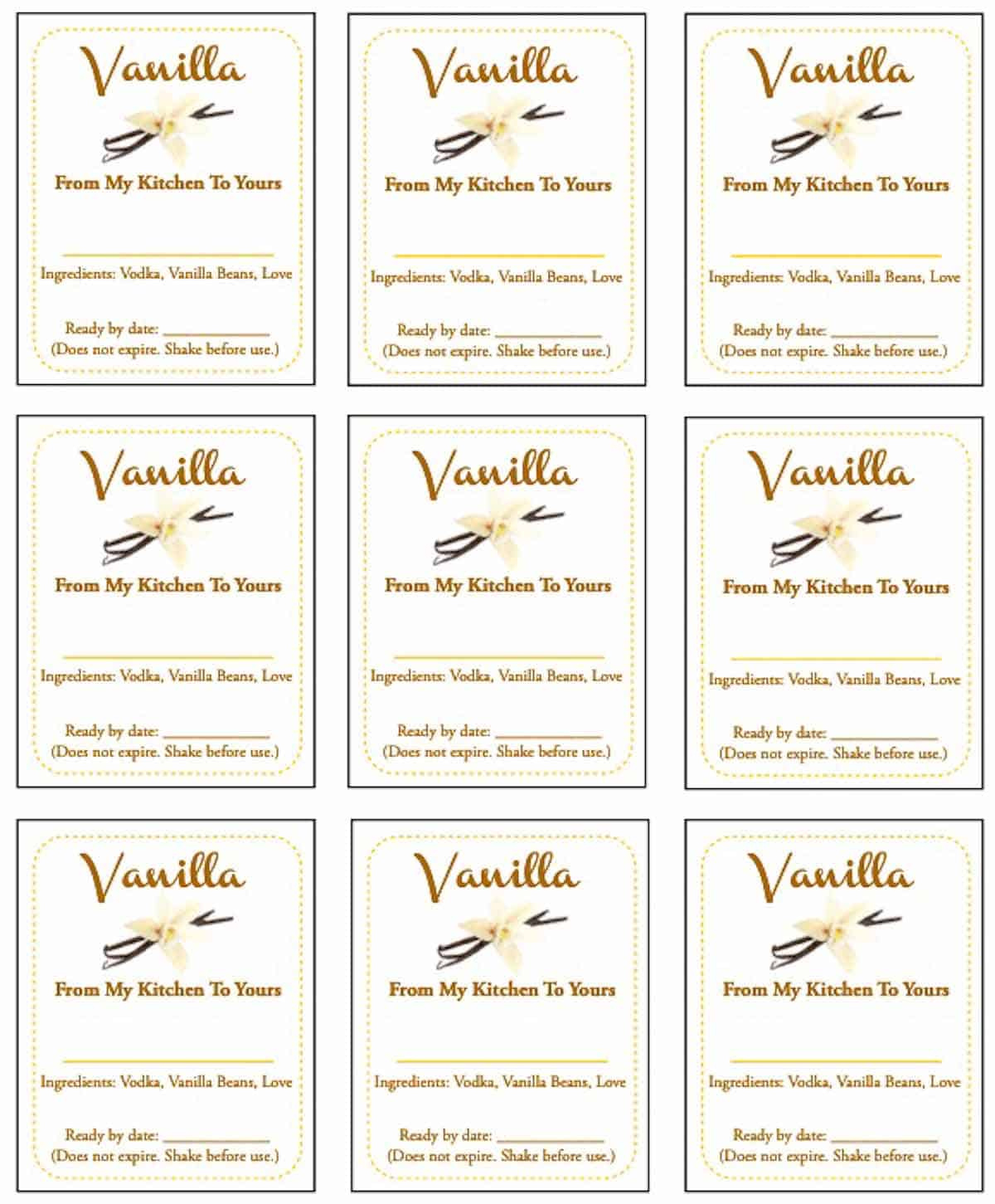 Vanilla Extract Recipe - Only Two Ingredients! Easy Homemade Gift. pertaining to Homemade Vanilla Extract Label Printable Free