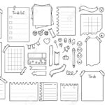 Vektor Doodle Blätter Verschiedener Notizbücher. Set Label Für Pertaining To Stationery Label Template Black And White