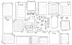 Vektor-Doodle-Blätter Verschiedener Notizbücher. Set Label Für pertaining to Stationery Label Template Black And White