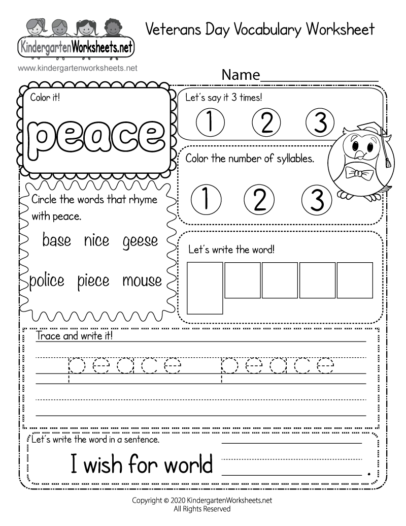 Veterans Day Vocabulary Worksheet - Free Printable, Digital, &amp;amp; Pdf in Free Printable Veterans Day Worksheets