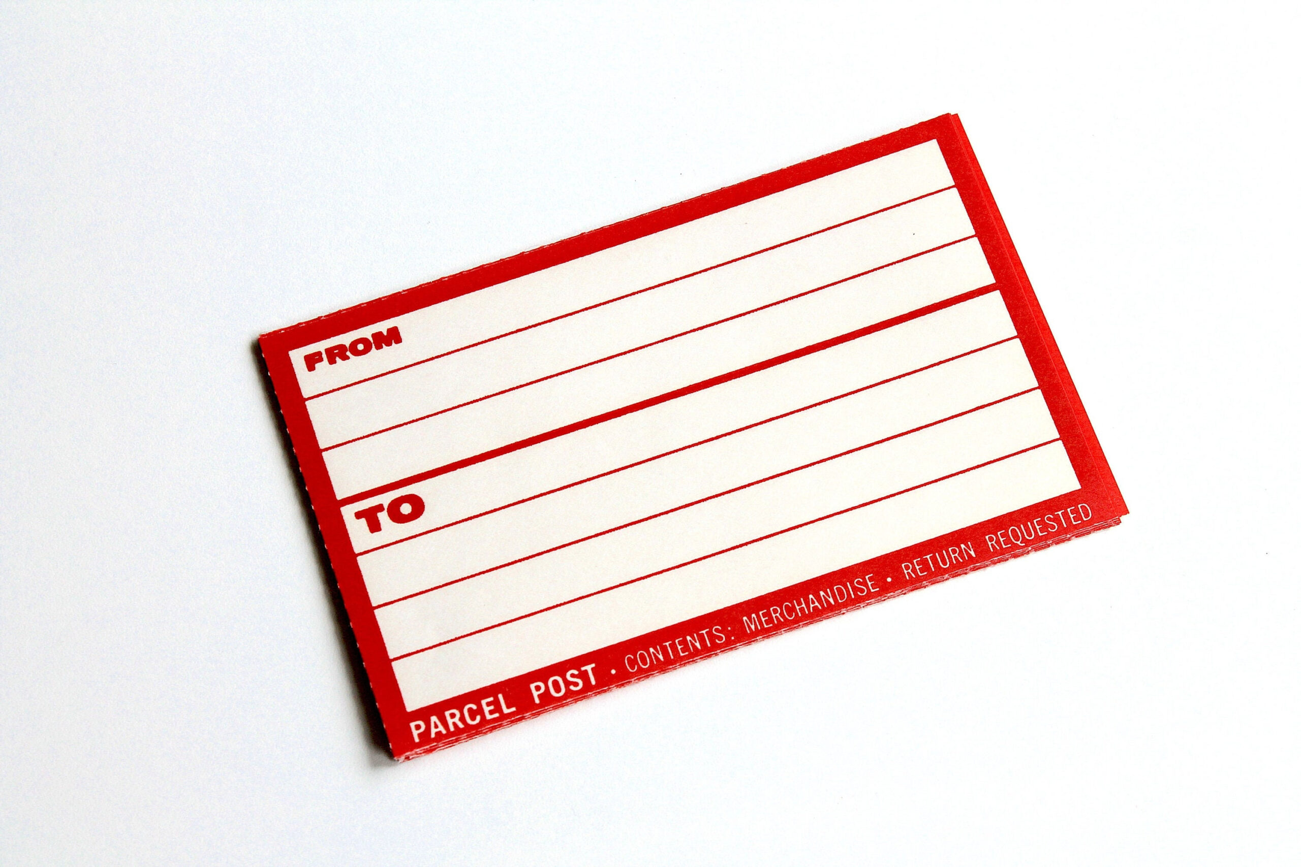 Vintage Dennison Parcel Post Labels - No. 33-734 Red Bordered regarding Gummed Parcel Label