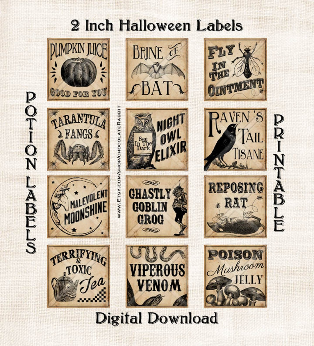 Vintage Halloween Potion Labels: Witch Diy Printable (Digital within Witch&amp;#039;S Potion Labels Printable