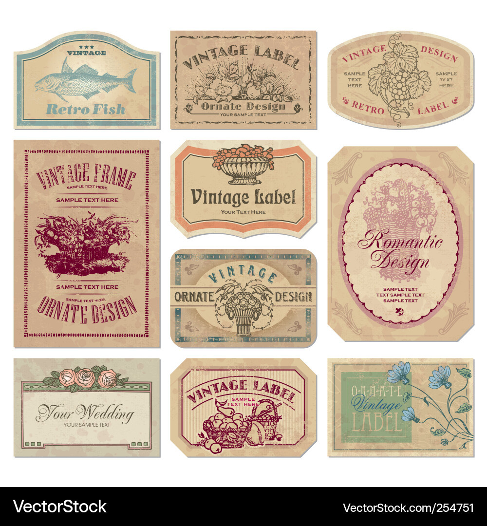 Vintage Labels Collection Royalty Free Vector Image with regard to Free Printable Vintage Label Templates