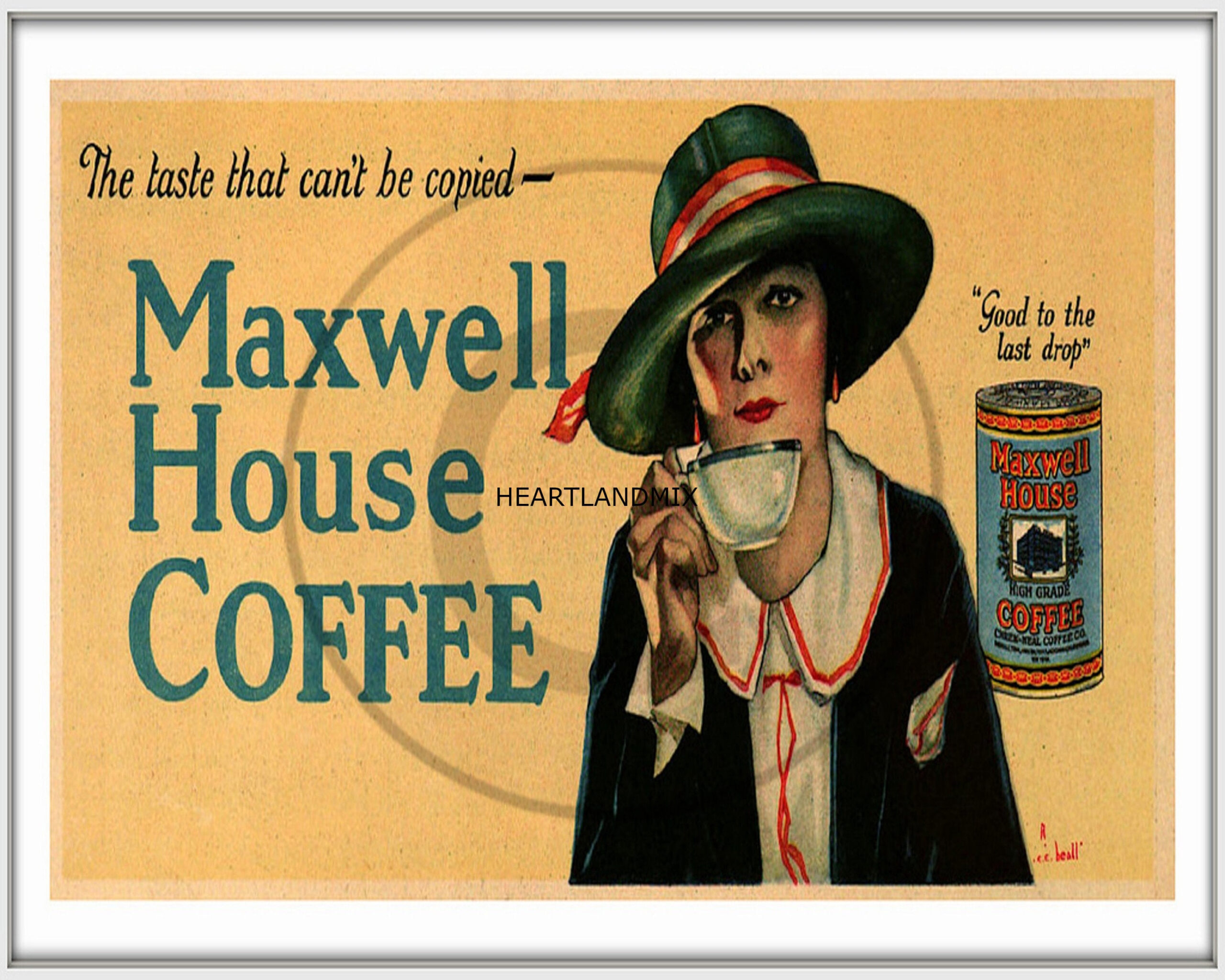 Vintage Maxwell House Coffee Digital Image Wall Art/Tranfer/Tags within Maxwell House Coffee Label Printable