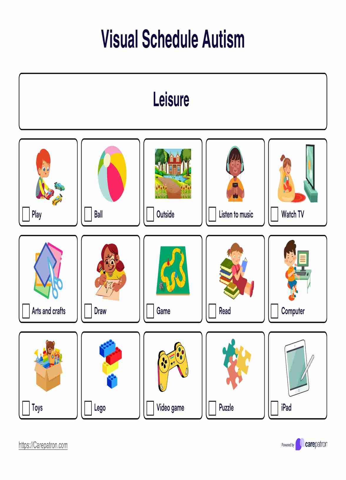 Visual Schedule Autism for Free Printable Daily Schedule For Autistic Child