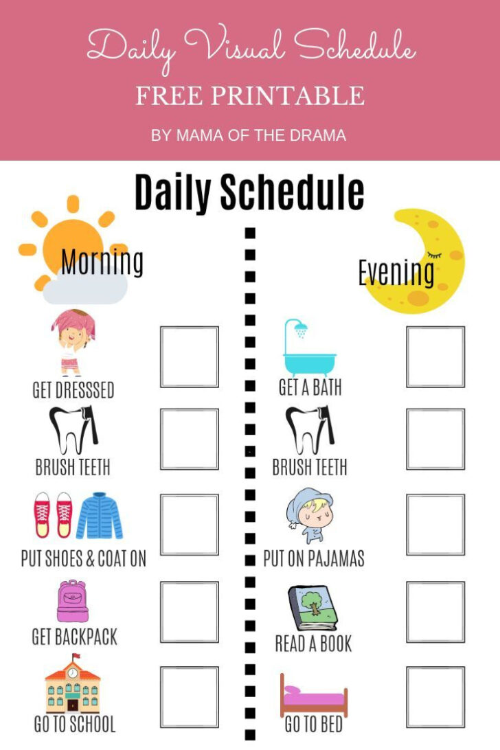 Free Printable Daily Schedule For Autistic Child