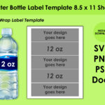 Water Bottle Label Template 8.5X11 Sheet Svg, Png, Psd And Docx   Etsy With Regard To Printable Water Bottles Labels