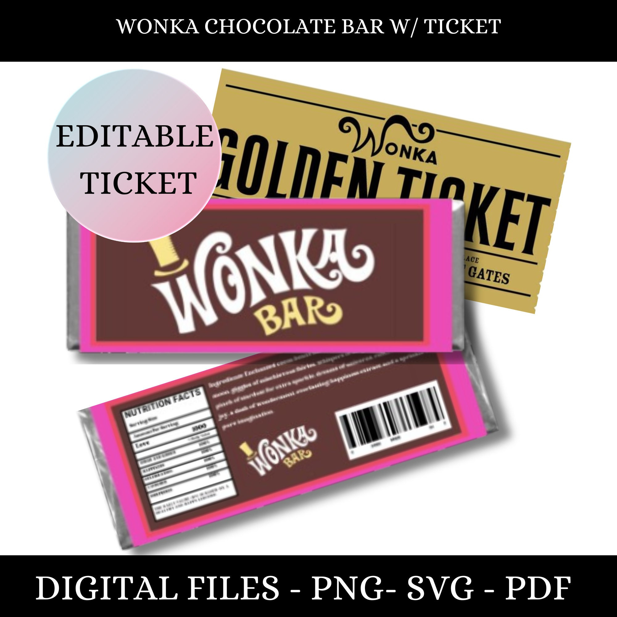 Willy Wonka Chocolate Bar Label - Printable Pdf For Hershey&amp;#039;S 1.55Oz Bars - Diy Wrapper For Halloween, Birthdays &amp;amp; More! regarding Wonka Bar Printable Label
