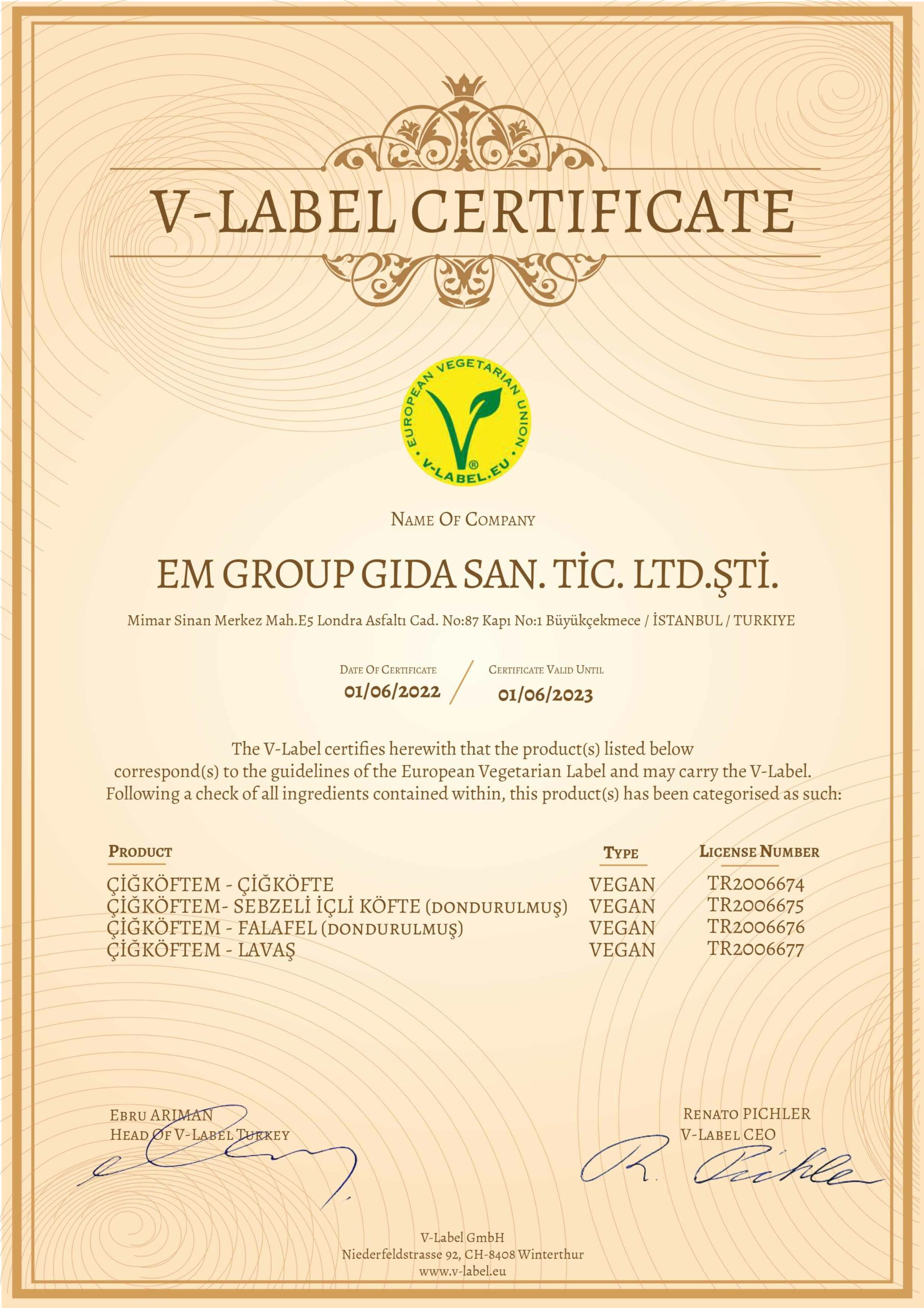 Zertifikate &amp;amp; Allergene | Franchise Deutschland | Cigkoftem pertaining to Da Label 87 Printable